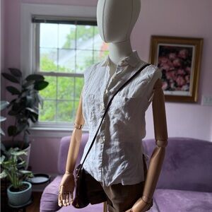 Sleeveless White Button-Up Top